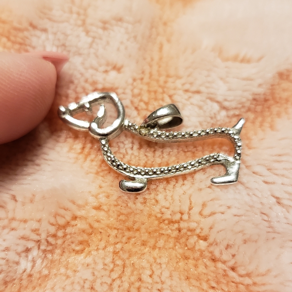 Dachshund sterling diamond accent charm